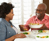 Couple eating healthy meal