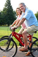 Couple biking