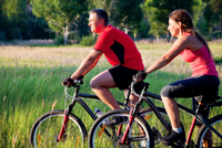 Couple biking